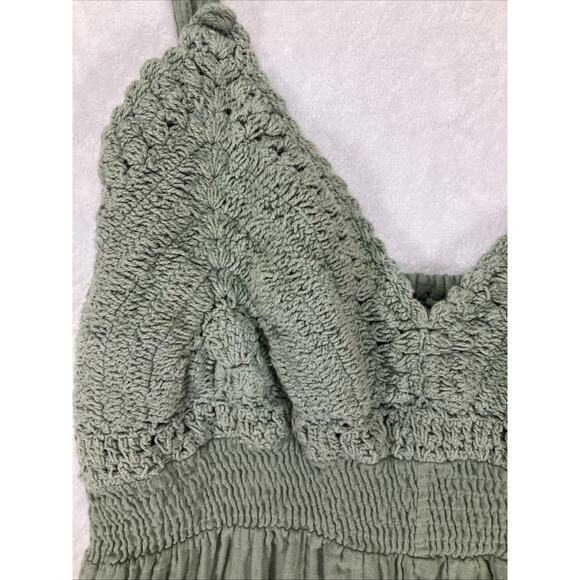 BOHO ME Dress Maxi Cotton Crochet Adjustable Straps Sundress Size Medium Cottage - Picture 6 of 11